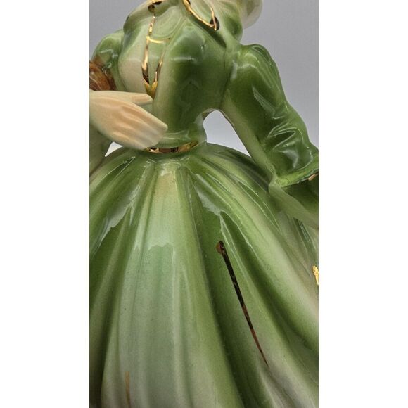 Vintage Lady Planter Green Dress Ceramic Figurine ~ Cottage Mothers Day - Picture 13 of 16